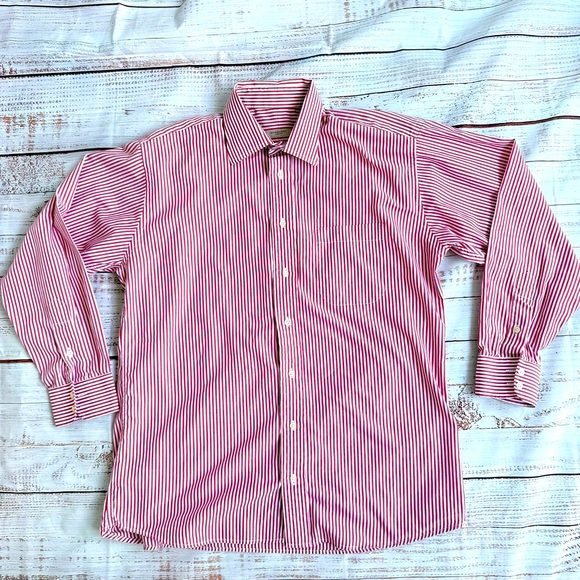 Burberry Other - Burberry‎ Red & White Striped Dress Shirt – Men’s 16R – Made in USA